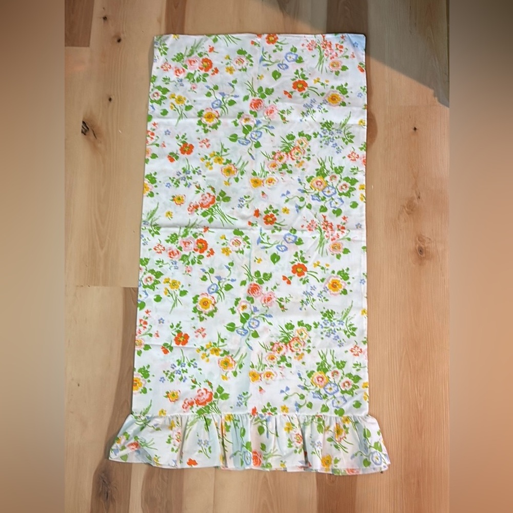 Vintage SPRINGMAID WONDERCALE King Size Ruffle Pillowcase Retro 70's Floral